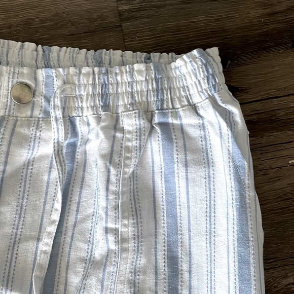 DEREK HEART Linen Blue & White Striped Beach Pants—Size L - Picture 3 of 5